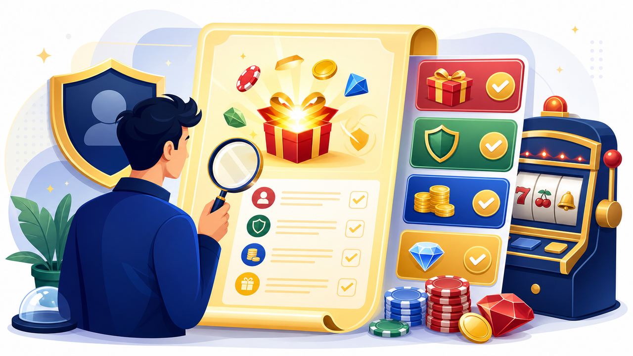Ilustrasi membaca dokumen syarat promosi dengan kaca pembesar